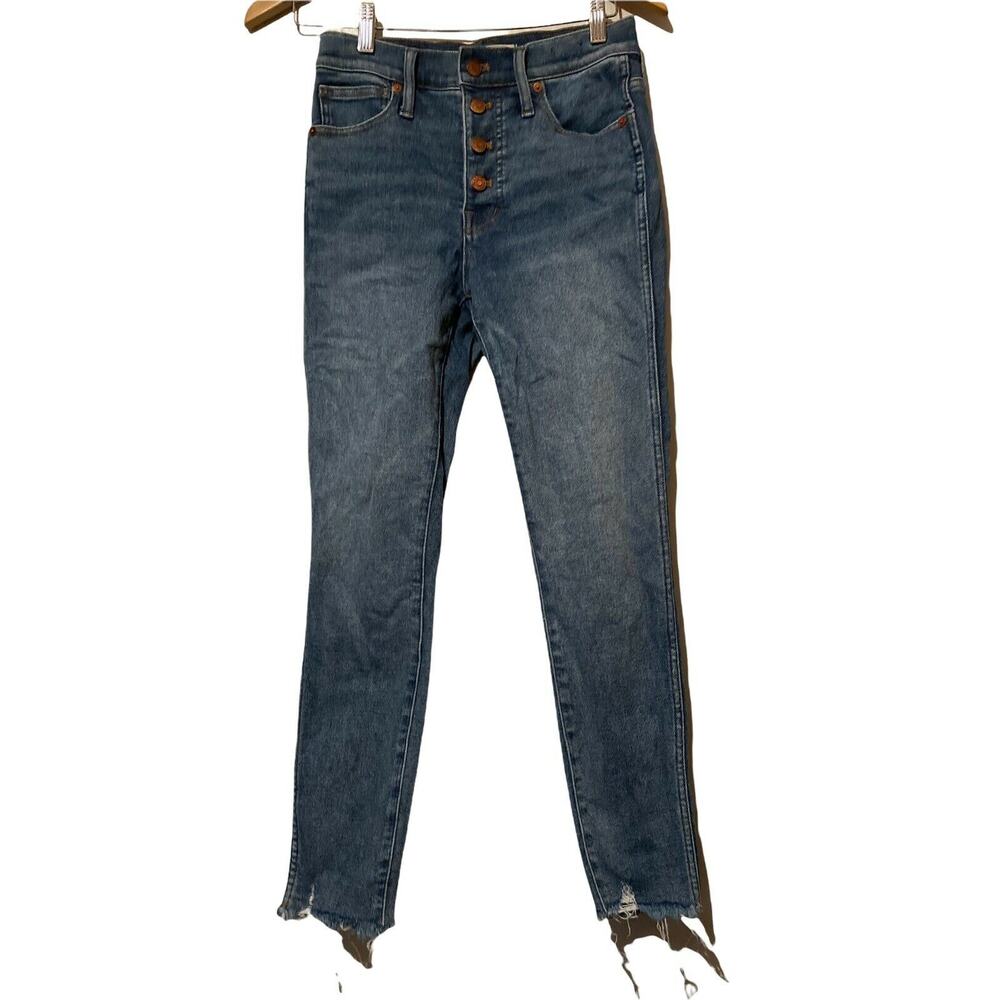 Madewell Womens‎ Jeans Size 26 High Rise Skinny Medium Wash Blue Denim Raw Hem